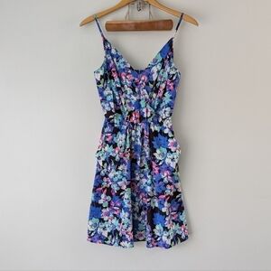 Yumi Kim Dress Women's S Blue Floral Mini Sleeping Beauty Straps Polyester 